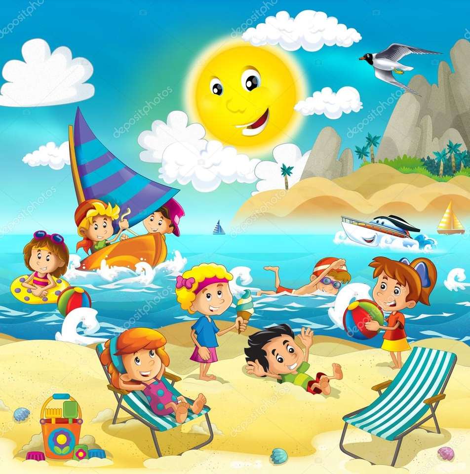 Dzieci na plaży puzzle online
