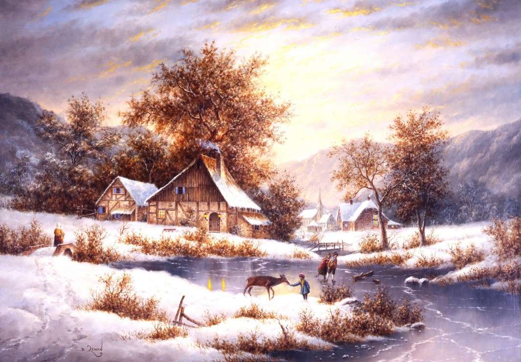 wioska w śniegu puzzle online