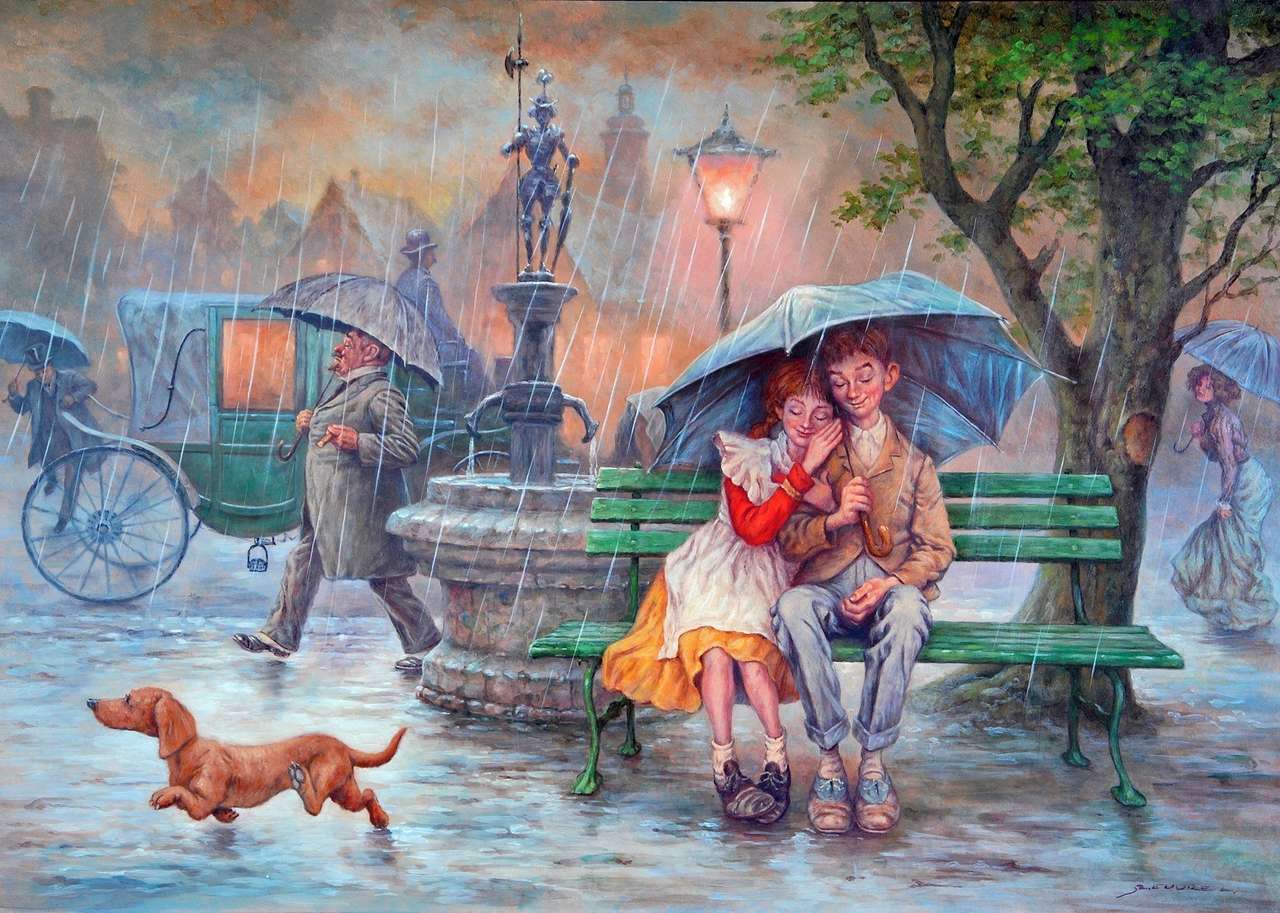 In love - they are not afraid of any weather :) jigsaw puzzle
