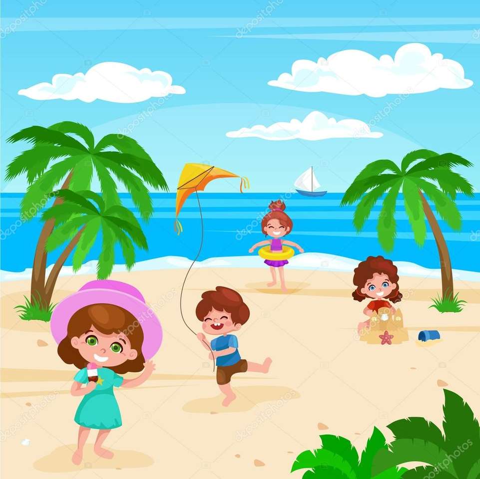 Dzieci na plaży puzzle online