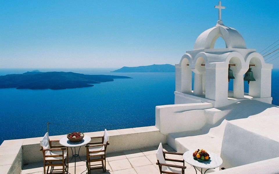 Wyspa Santorini i Morze Egejskie puzzle online