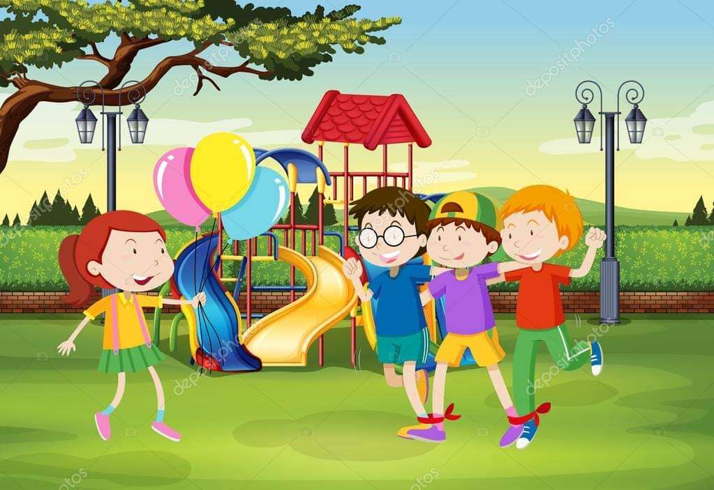 Bawiące się dzieci z balonami puzzle online