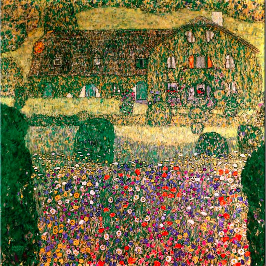 Gustav Klimt-Wiejski ogród nad jeziorem puzzle online