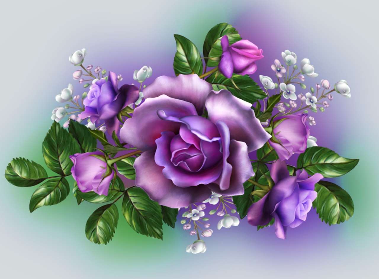 Bukiet fioletowe róże puzzle online