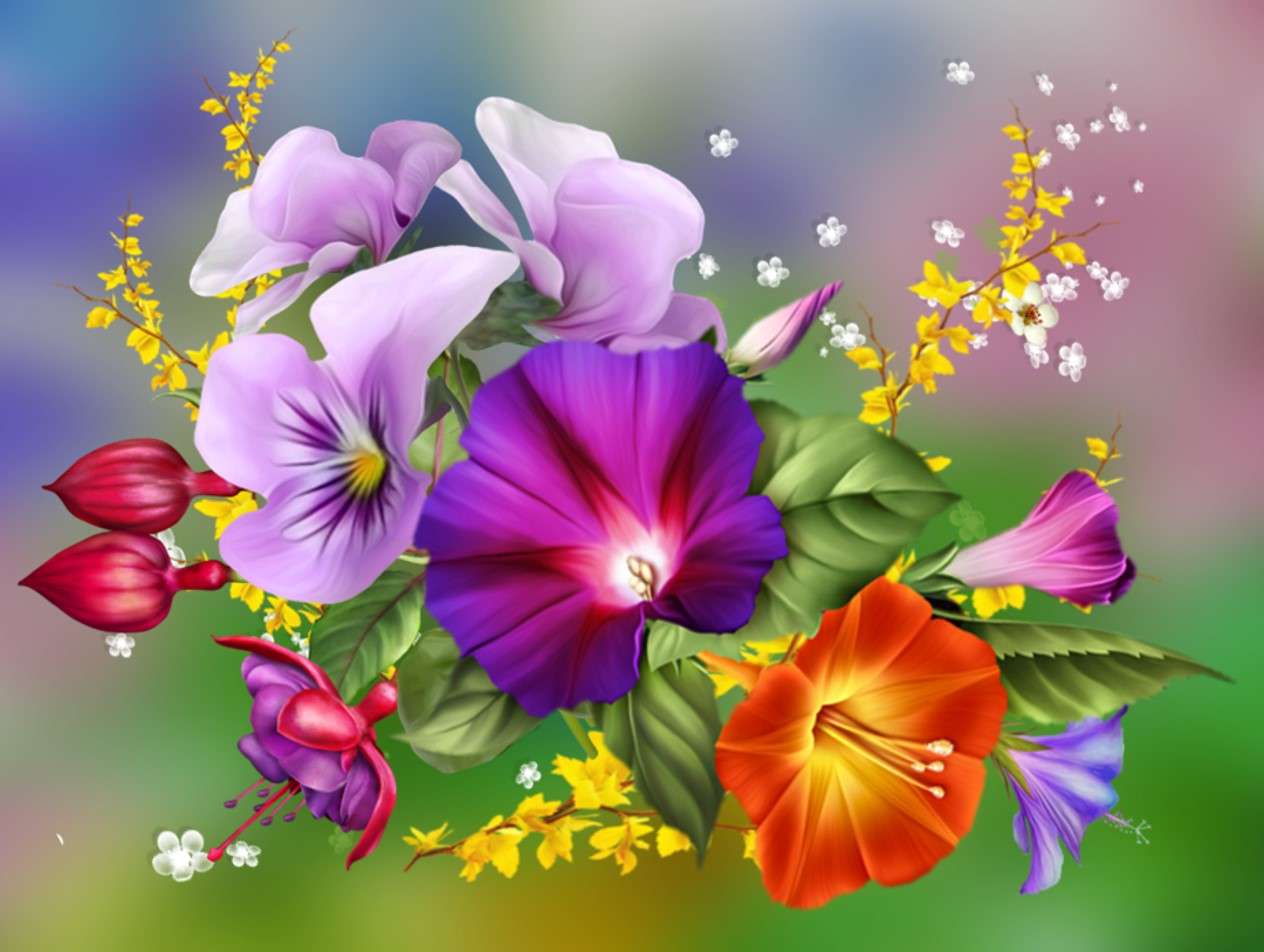 Kolorowy bukiet letnich kwiatów puzzle online