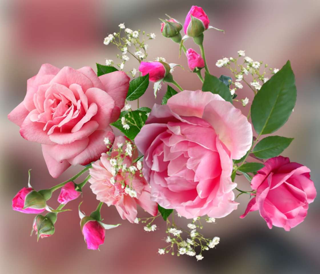 Różowe róże - popularne kwiaty puzzle online