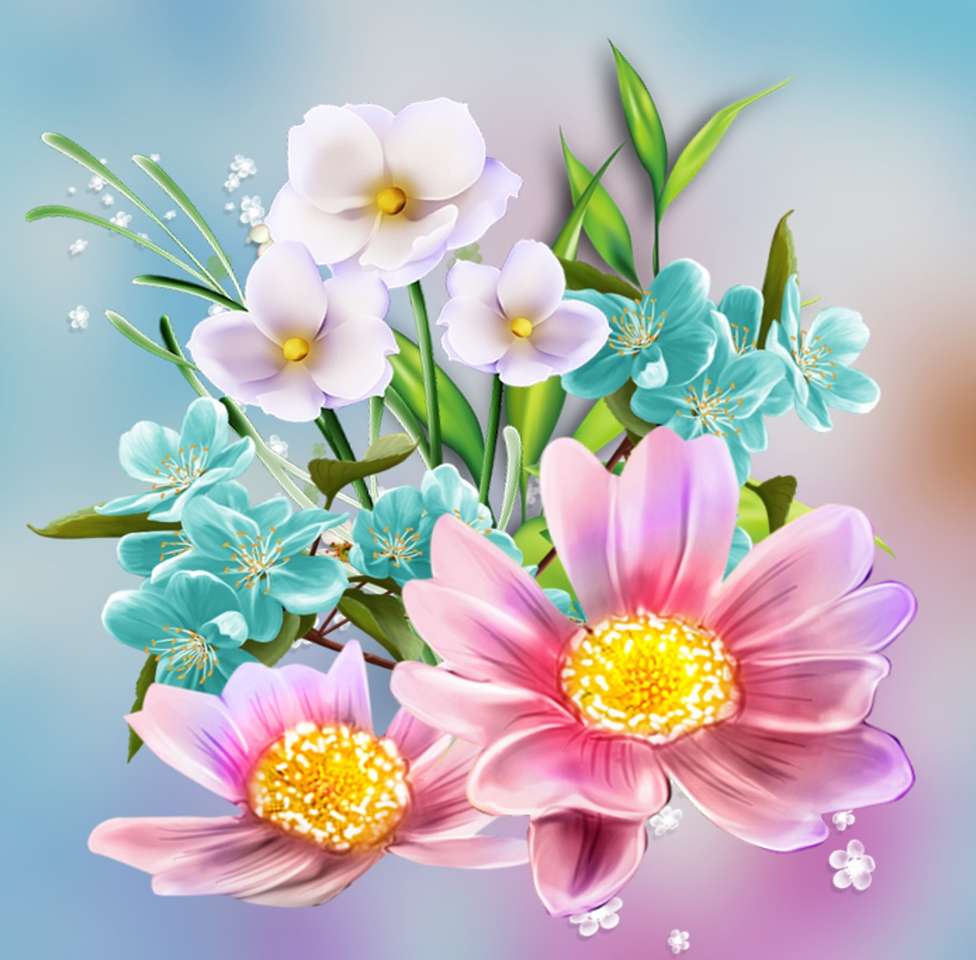 Kompozycja letnich polnych kwiatków puzzle online