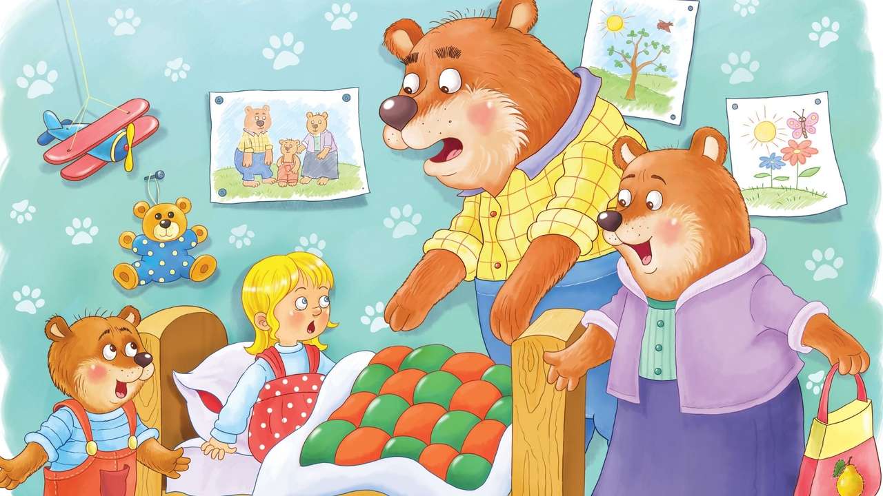 Kręcone i trzy niedźwiedzie puzzle online