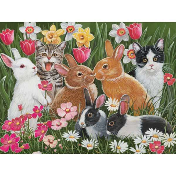 Kocięta dzielą się z królikami #211 puzzle online