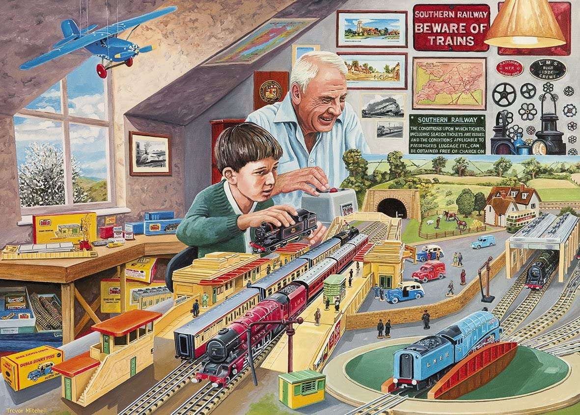 Jouer au chemin de fer avec Papy puzzle
