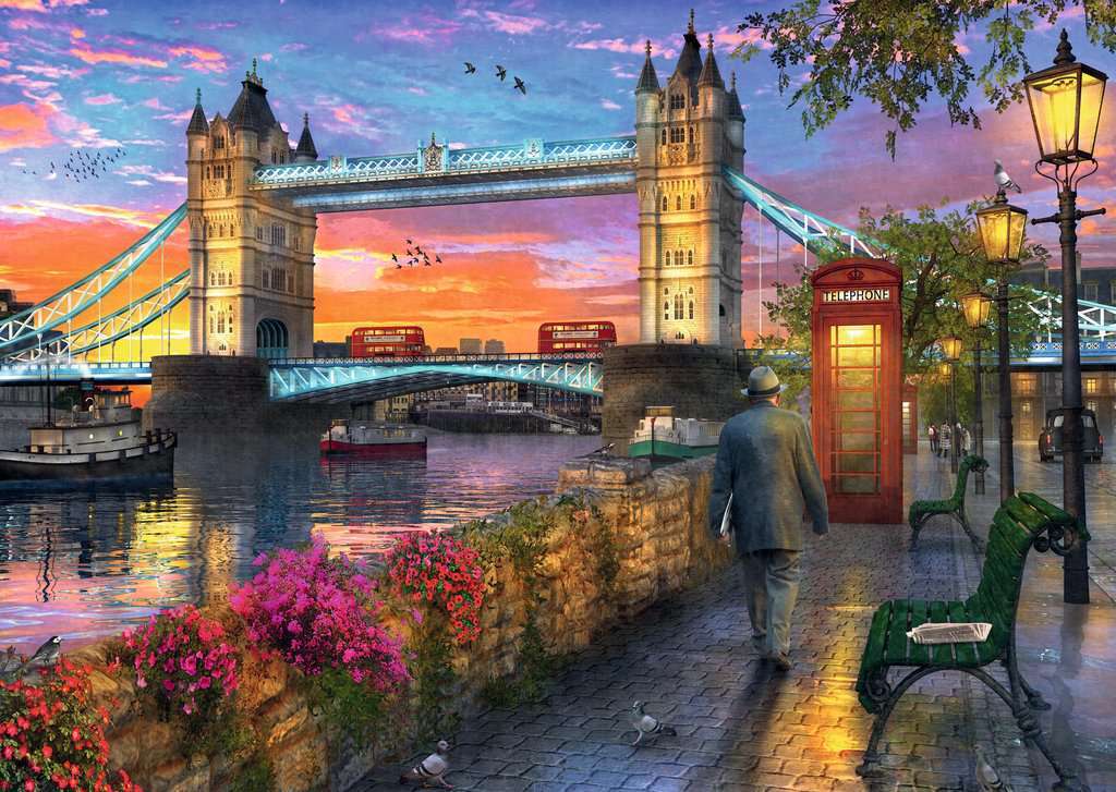 Tower Bridge w Londynie wieczorem puzzle online