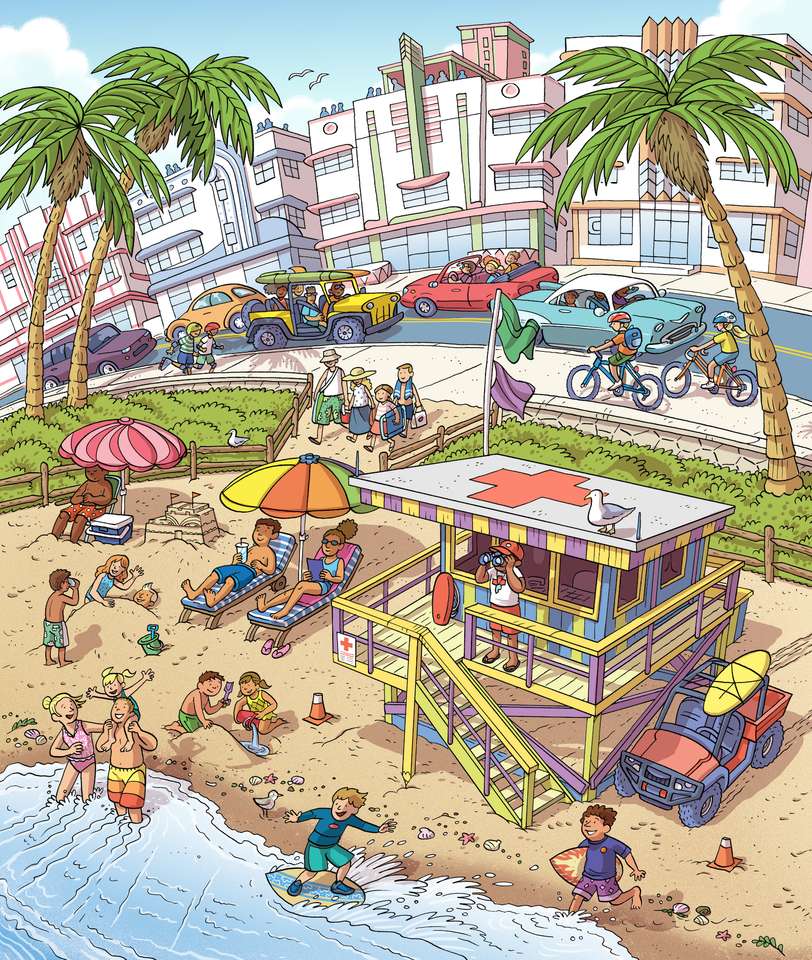 Na plaży przed hotelem puzzle online