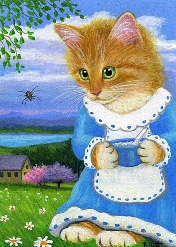 Kotek patrzący na pająka #215 puzzle online
