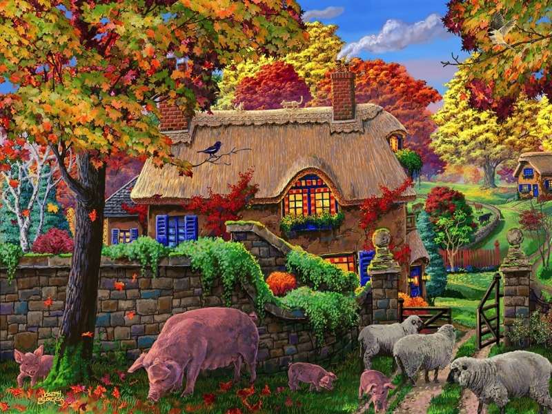 Mały śliczny domek na farmie puzzle online