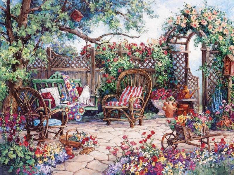 Romantyczny ogród w starym stylu puzzle online