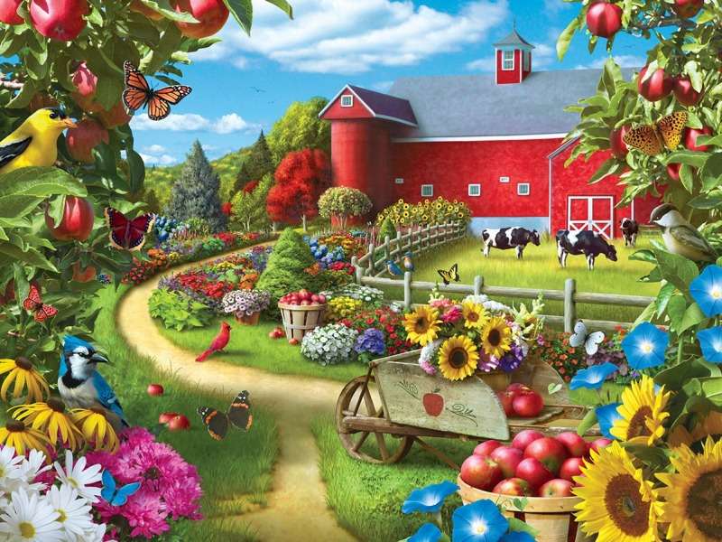 Ogród na farmie, oczko w głowie gospodyni puzzle online
