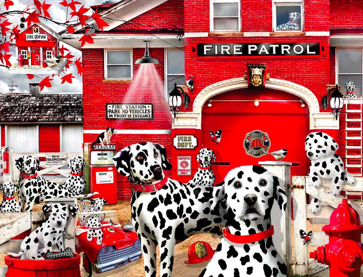 Dalmatynczyki-Psi patrol ogniowy puzzle online