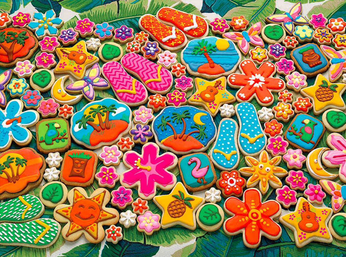 Pyszne ciasteczka tropikalne puzzle online