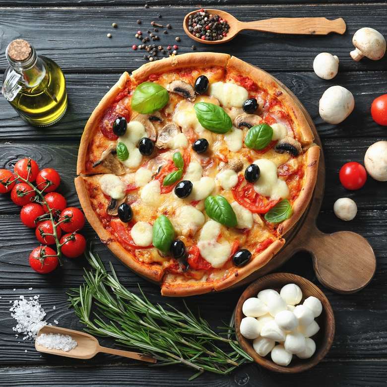 Włoska pizza i produkty puzzle online