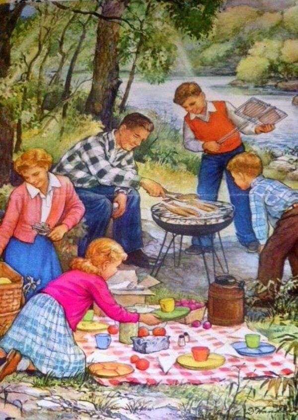 rodzina na pikniku puzzle online