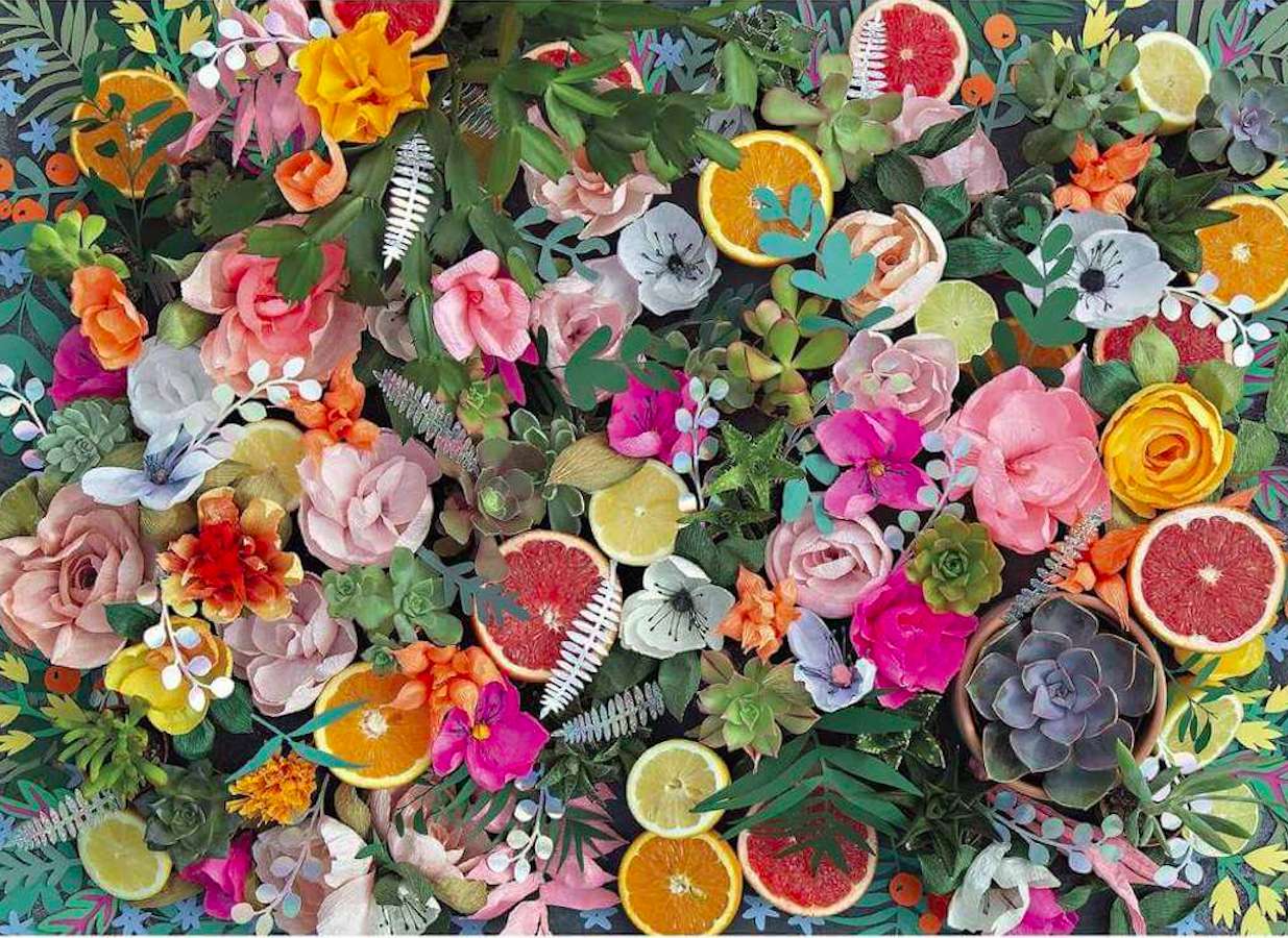 Papierowe kwiaty puzzle online