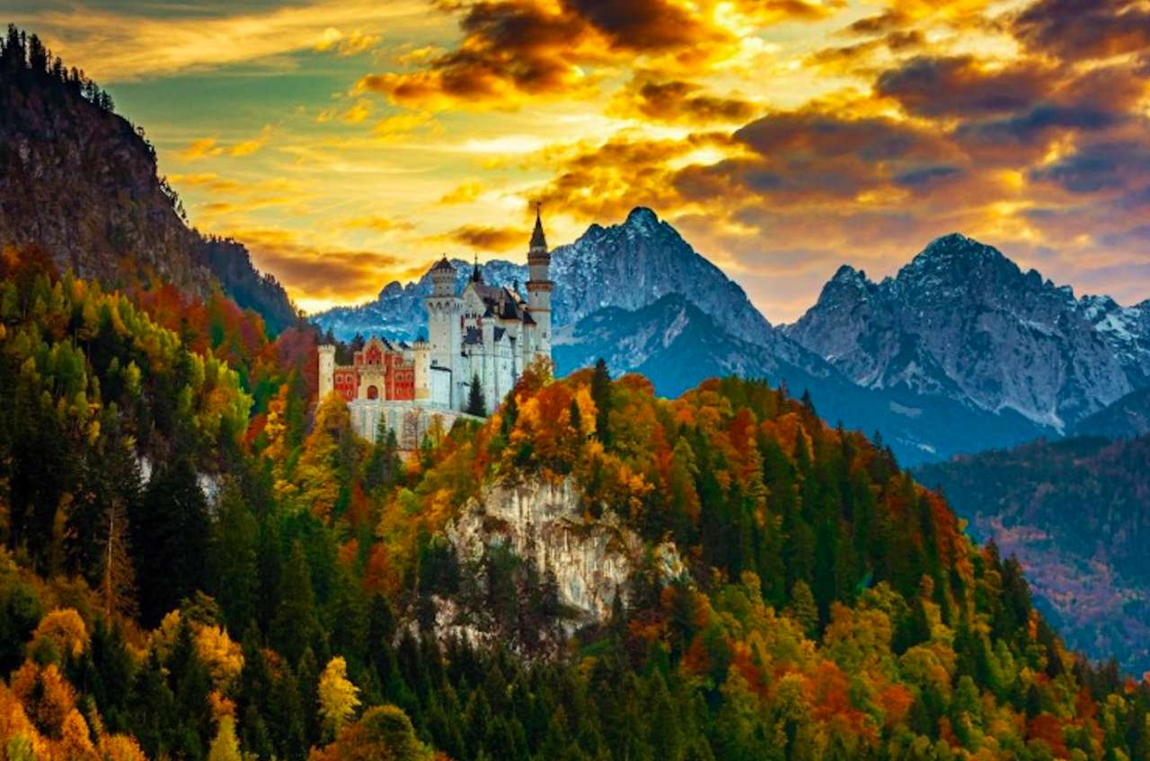Alpy Bawarskie- Jesień w zamku Neuschwanstein puzzle online