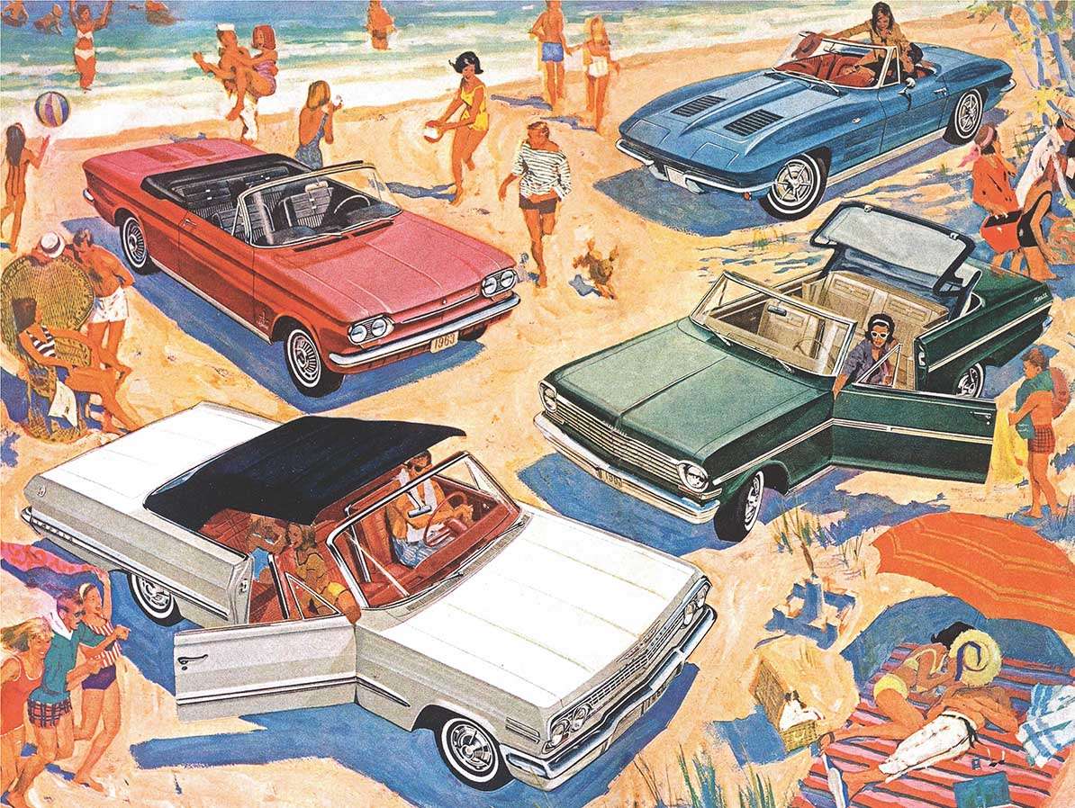 Retro auta, retro Imprezka ''dysko''na plaży puzzle online