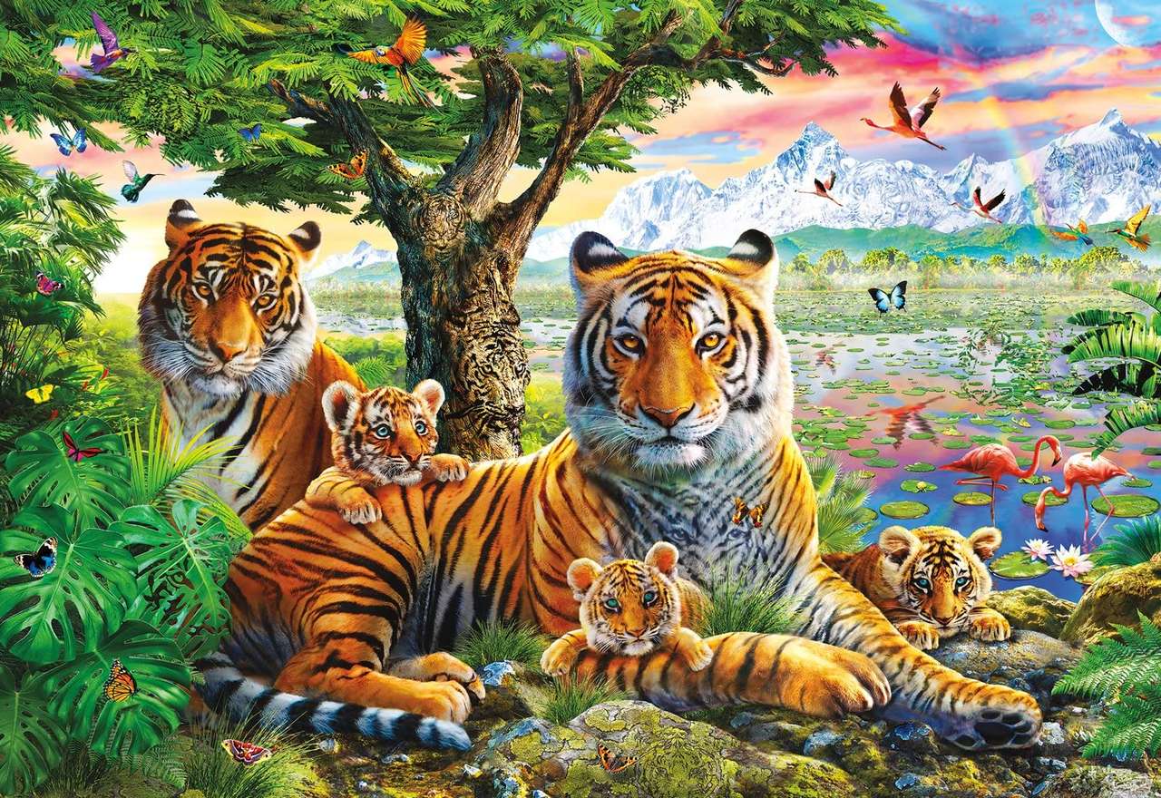 Rodzina tygrysów puzzle online