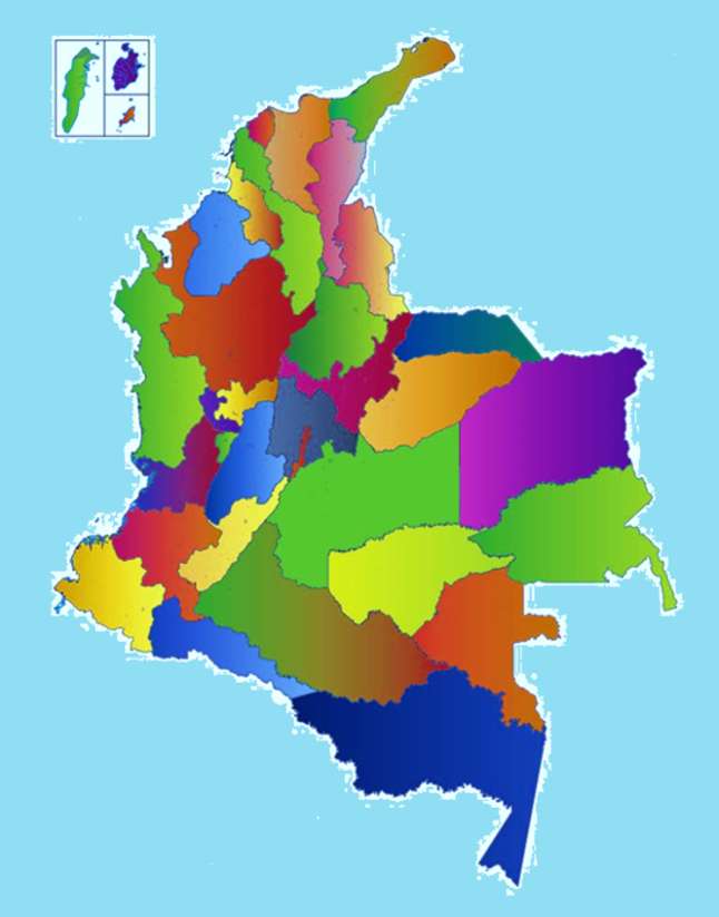 Kolorowa mapa Kolumbii puzzle online
