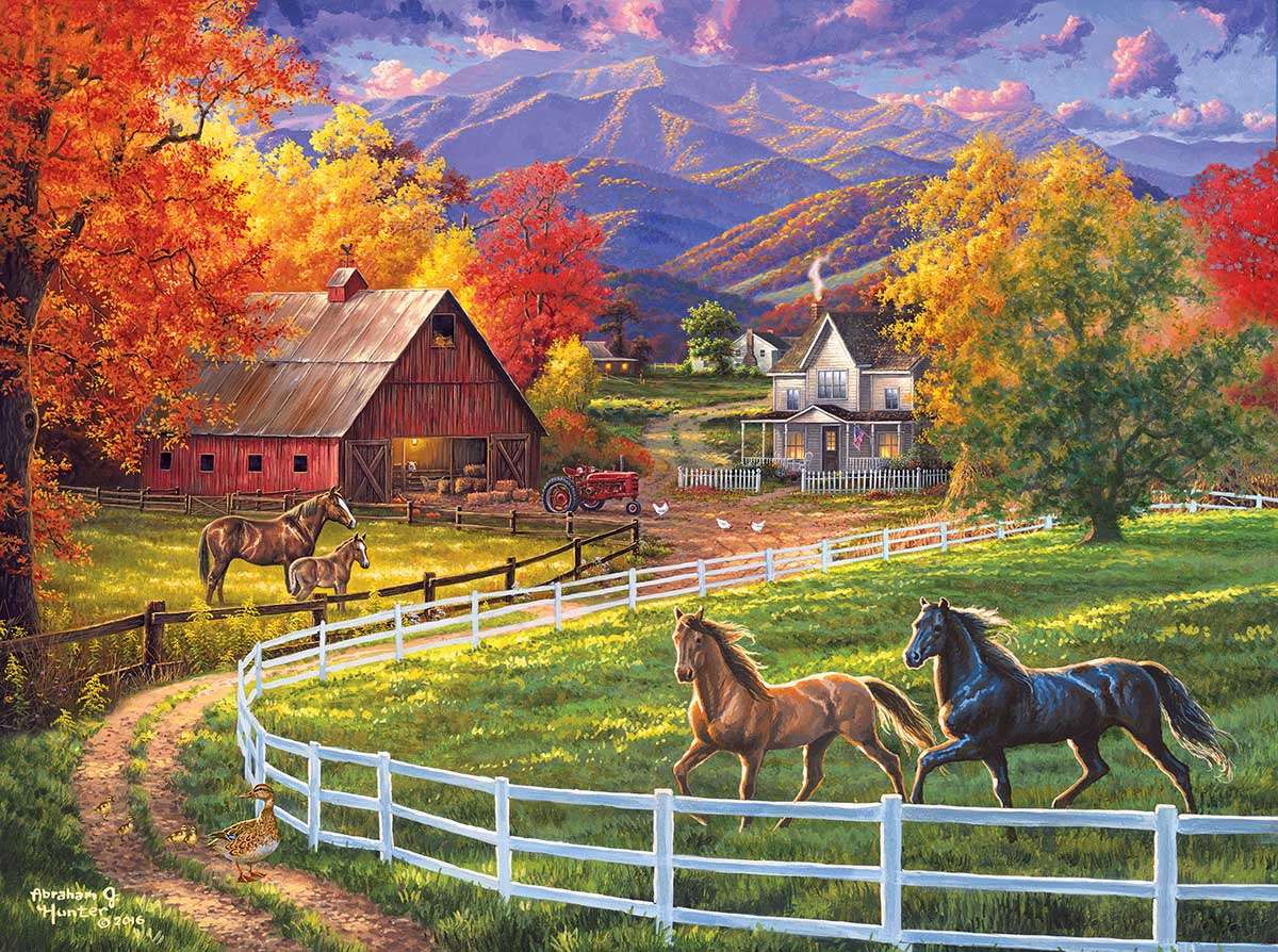 Jesienny krajobraz na wsi puzzle online