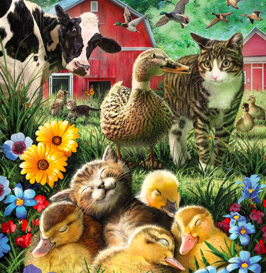 Fermowe przyjaźnie, kotki, i kaczuszki, kaczka:) puzzle online