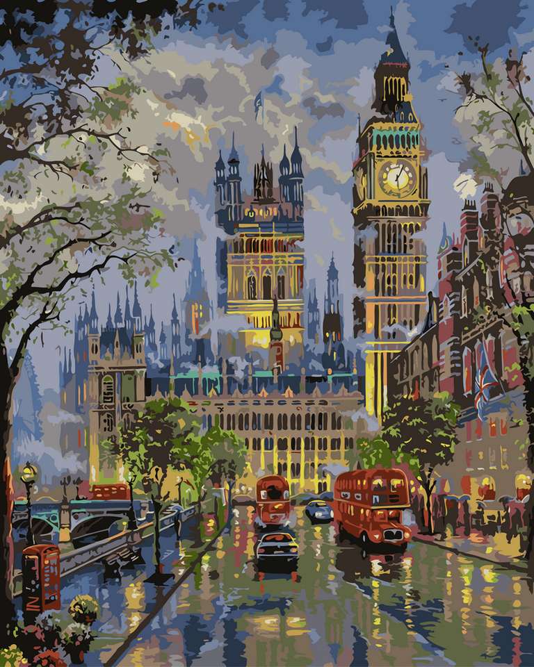 W Londynie po deszczu puzzle online