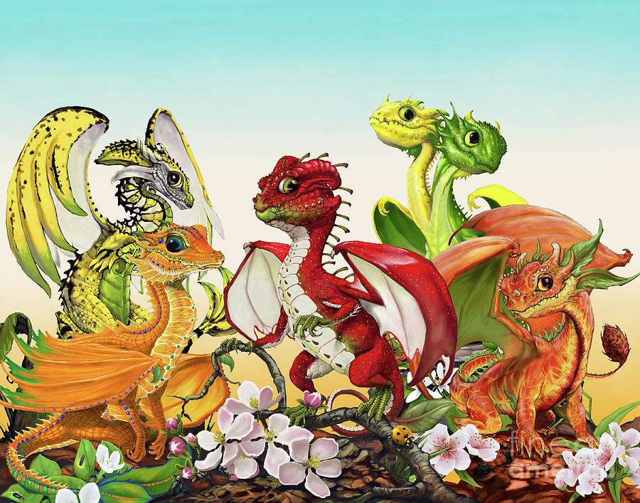 Dragony -Owocowe smoczki puzzle online