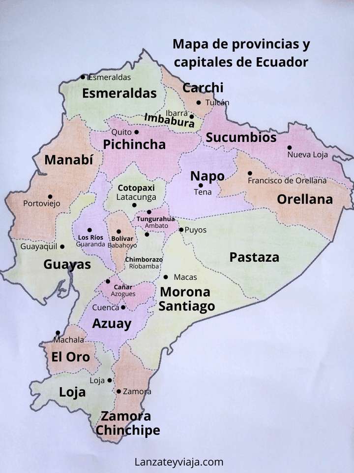 Ekwador, prowincje i stolice puzzle online