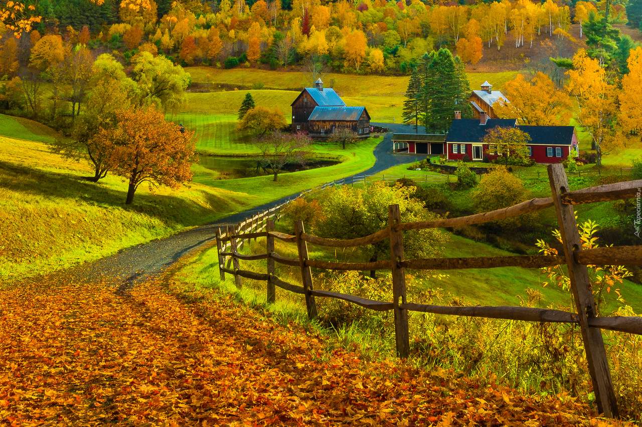 Jesienny krajobraz wsi puzzle online