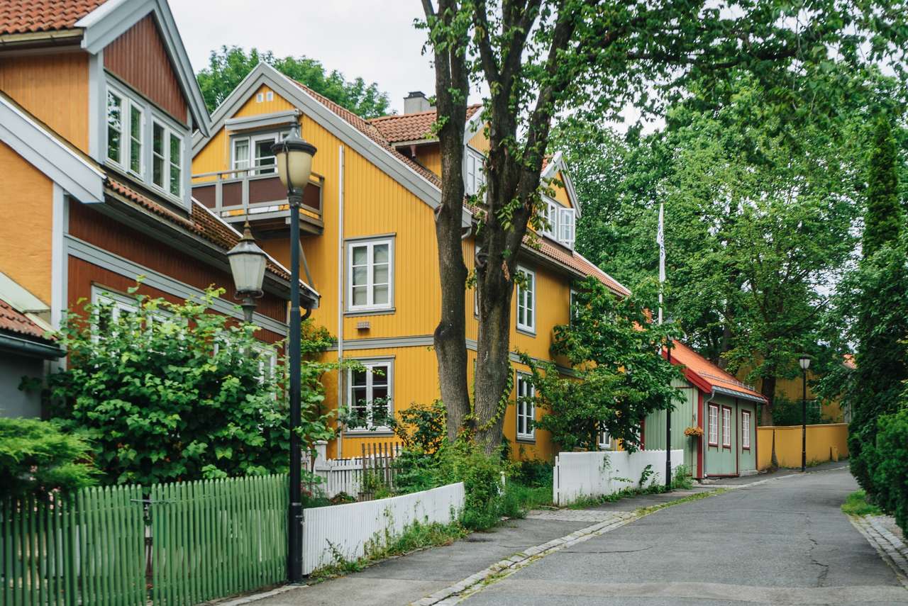 Alte Häuser in Oslo, Norwegen Puzzle