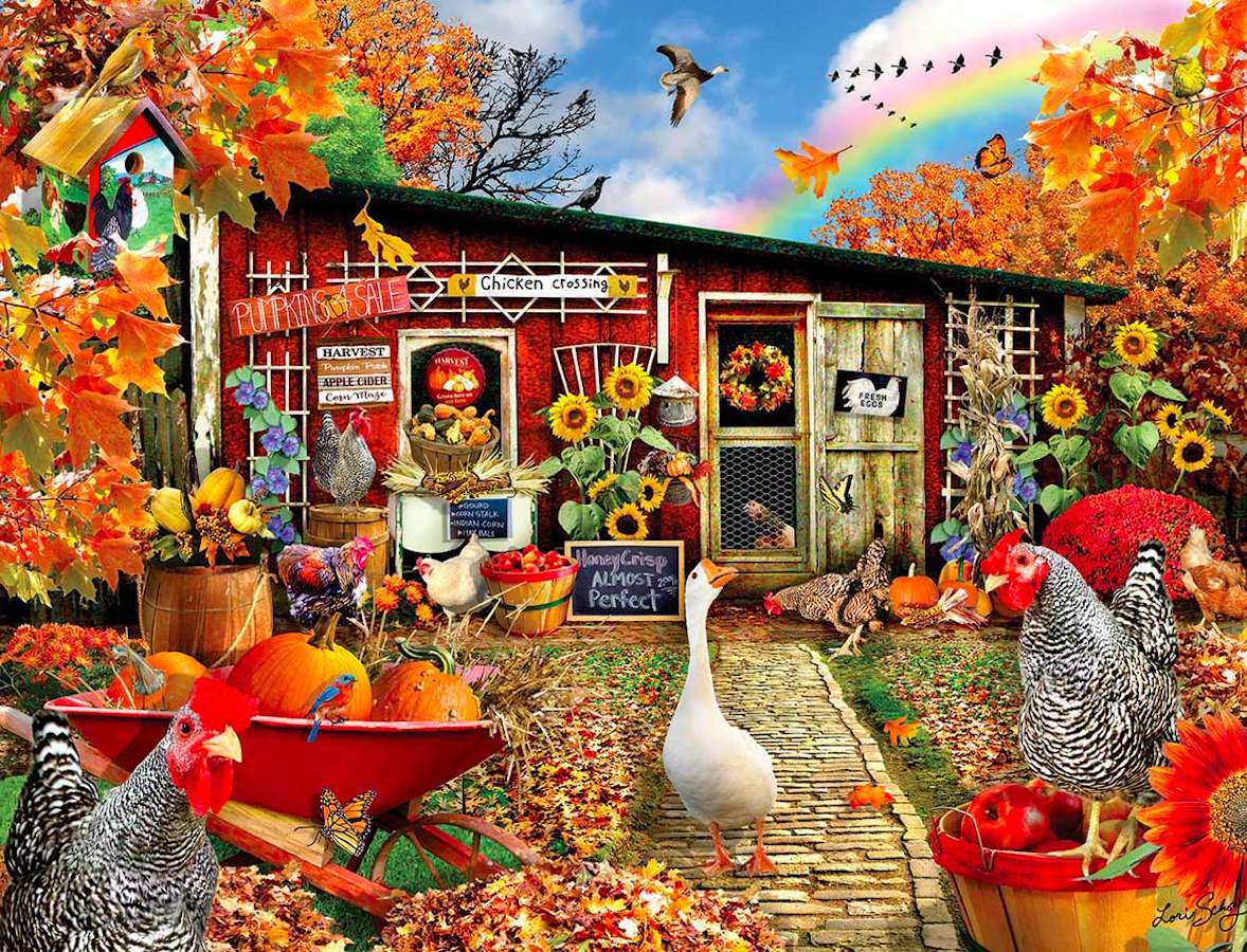 Jesienna aura na fermie kurczaków puzzle online