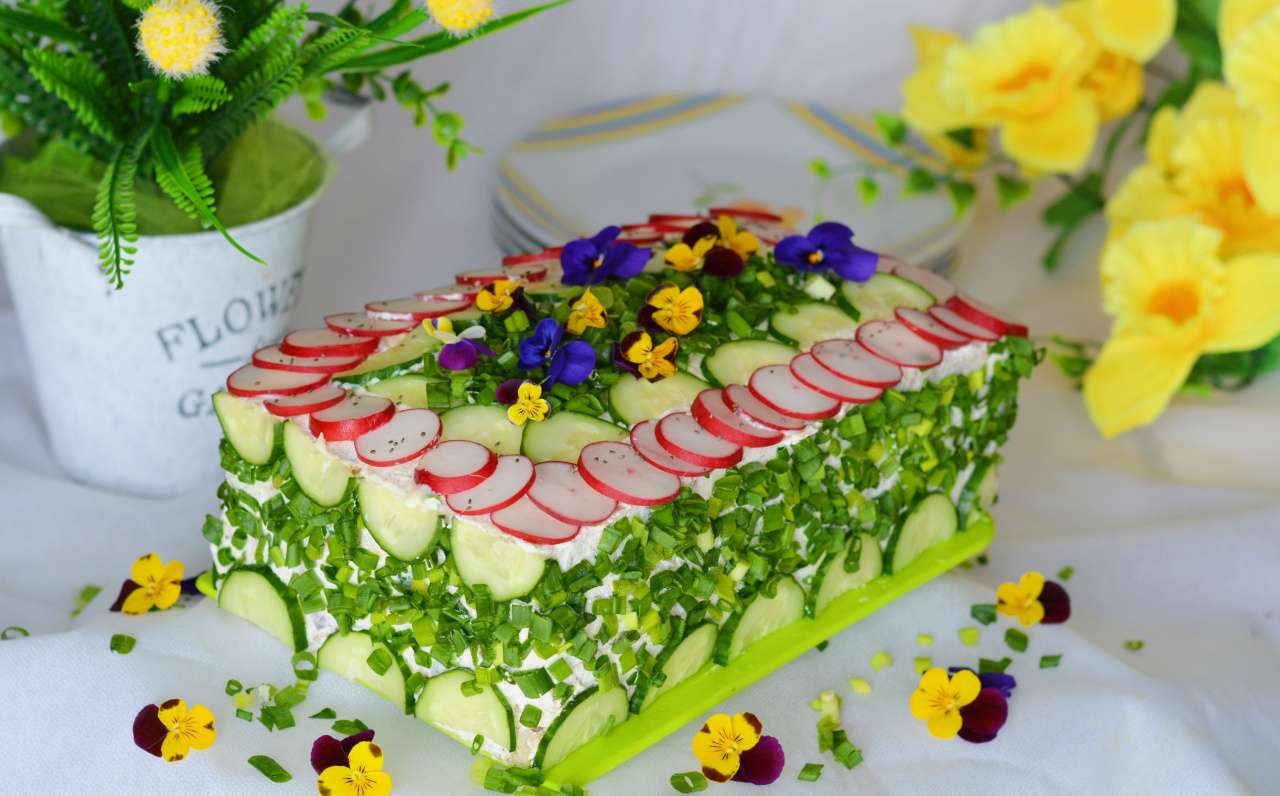 Łososiowy tort warzywny puzzle online