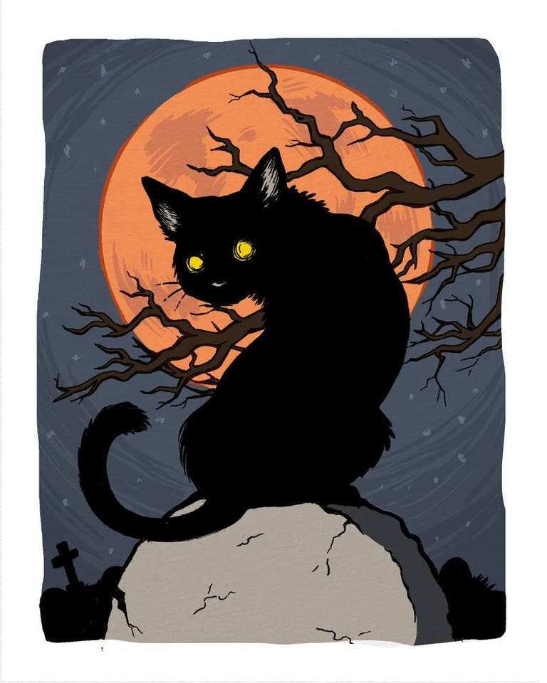 Halloweenowy kot puzzle online