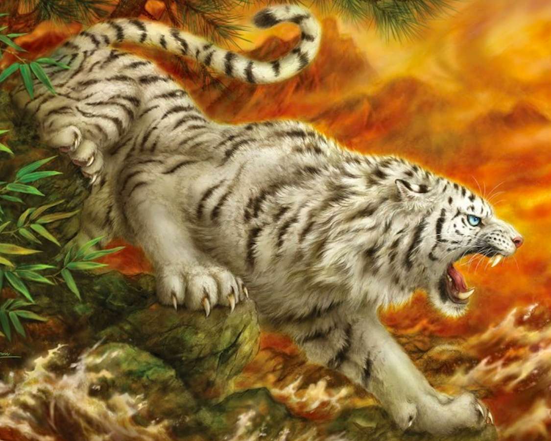 Piękny biały tygrys puzzle online