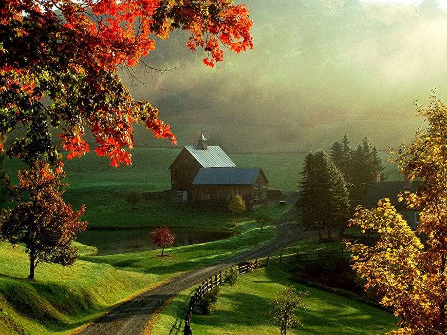 Jesienny krajobraz na wsi puzzle online