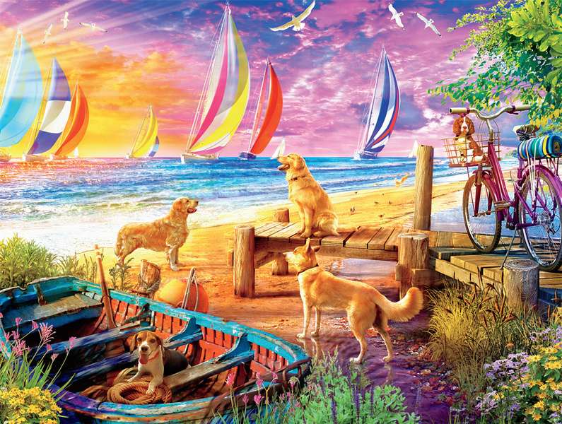 Psy na plaży #225 puzzle online