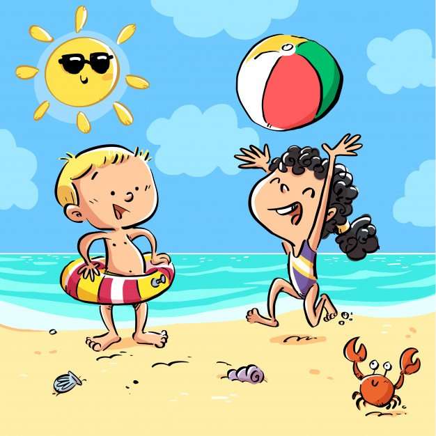 Zabawa dzieci na plaży puzzle online
