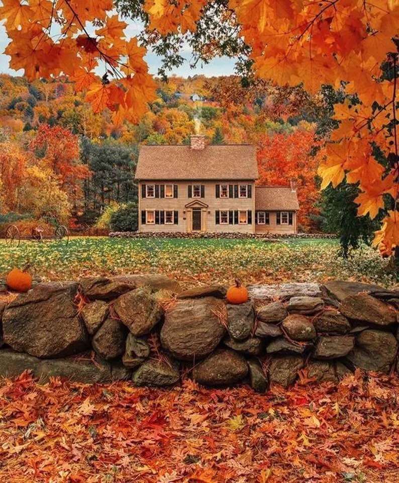 Jesień na wsi z wiejskim domem puzzle online