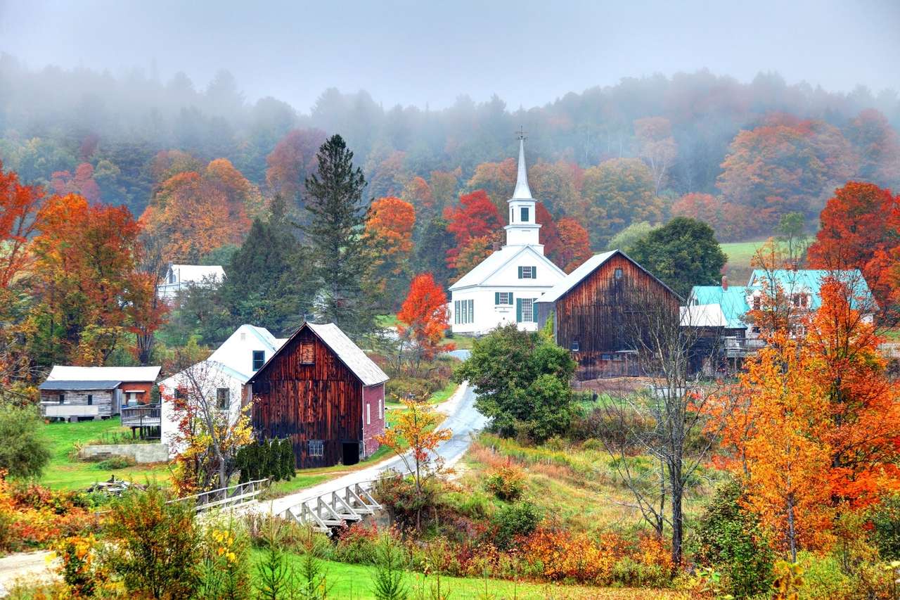 Malarstwo Jesień na wsi Vermont puzzle online