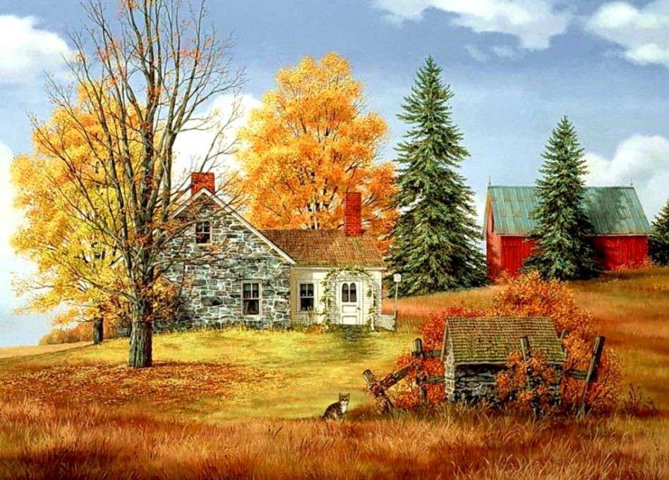 Malowanie jesieni na wsi puzzle online