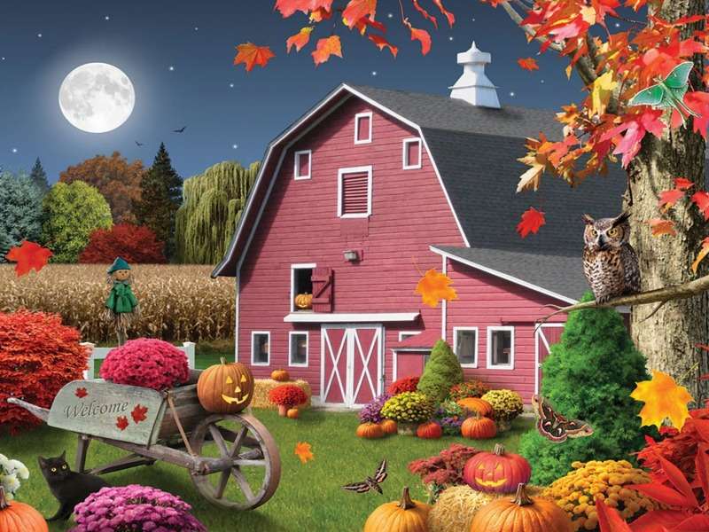 Pełnia księżyca jesienią-Hootin Harvest Moon puzzle online