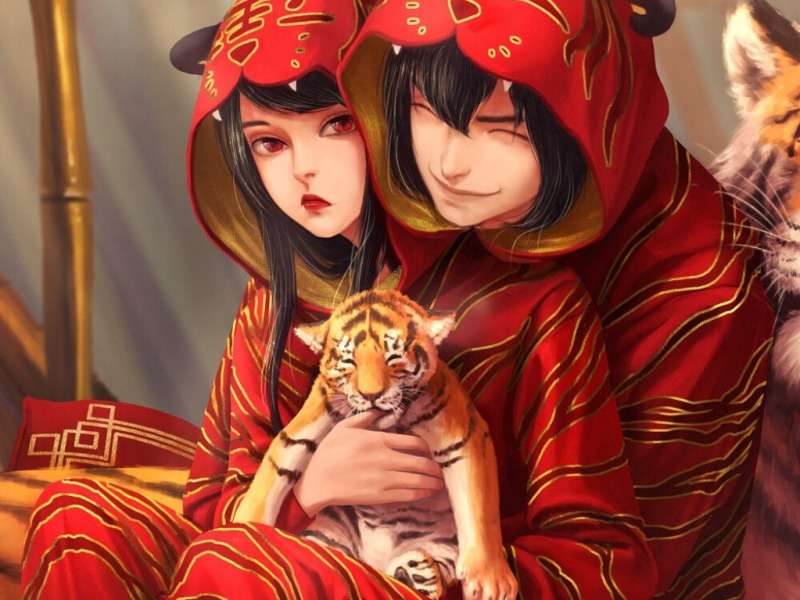 Chiński rok Tygrysa puzzle online