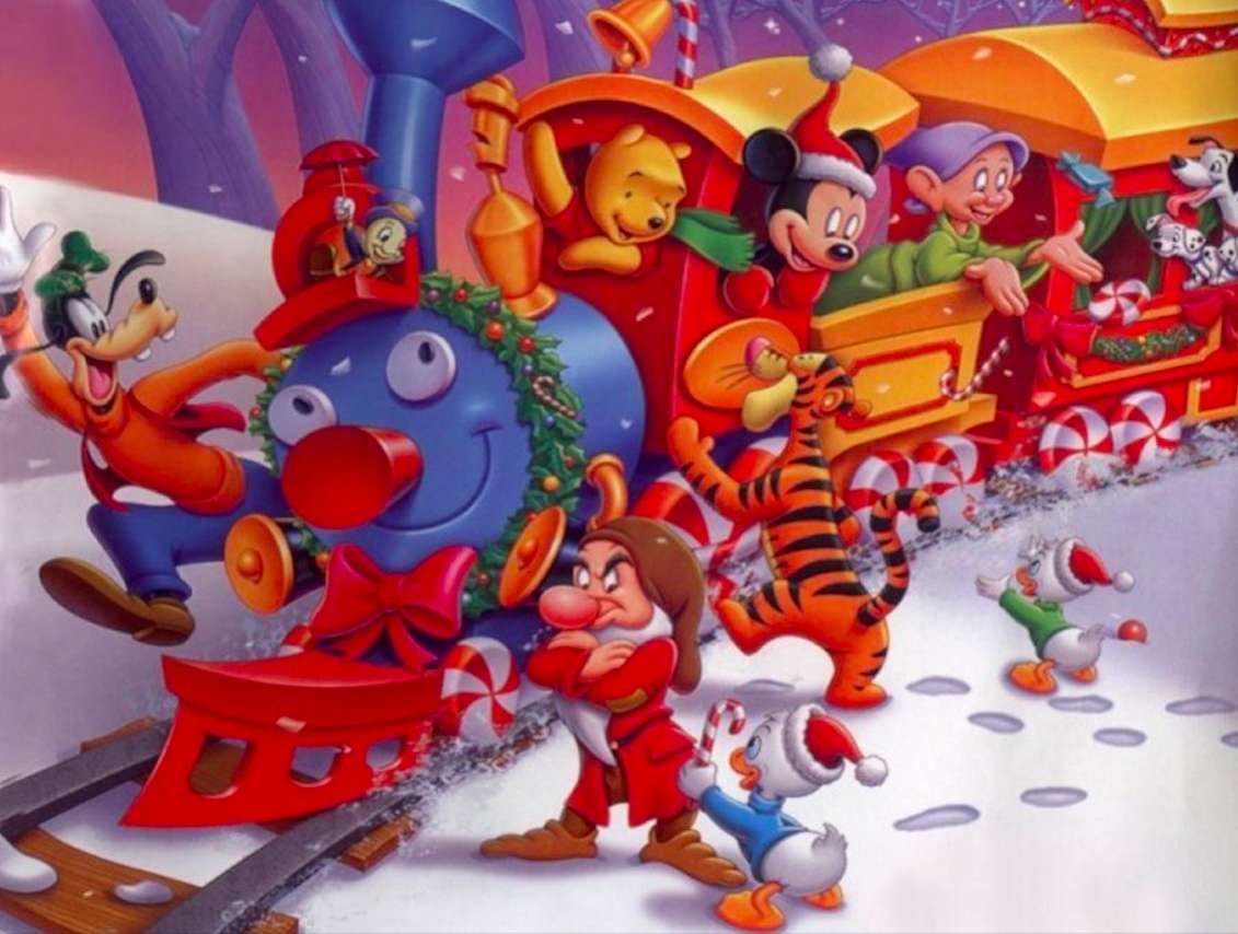 Świąteczny pociąg Disneya puzzle online
