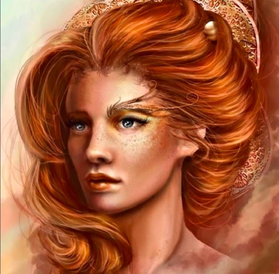 Kobieca twarz-Piękne malarstwo portretowe puzzle online